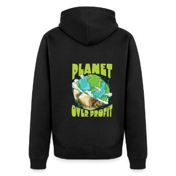 Klimawandel Umwelt Tag Der Erde Planet - Unisex Premium Bio Zip Hoodie - Schwarz - Hinten - Nico (187cm)