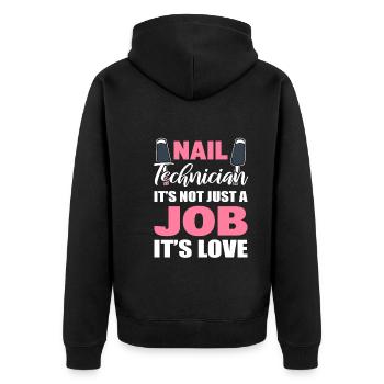 Lustige Nagelaussage Nagel-Techniker - Unisex Premium Bio Zip Hoodie - Schwarz - Hinten - Nico (187cm)