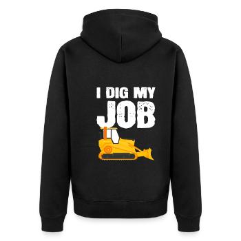 Lustiger Anbieter schwerer Geräte Bauarbeiter - Unisex Premium Bio Zip Hoodie - Schwarz - Hinten - Nico (187cm)