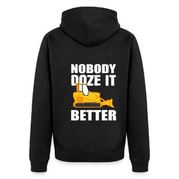Lustiger Anbieter schwerer Geräte Bulldozer -Opera - Unisex Premium Bio Zip Hoodie - Schwarz - Hinten - Nico (187cm)