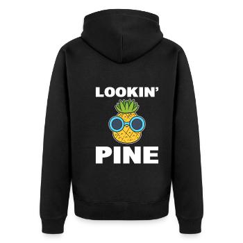 Ananas Wortspiele Fruchtbar - Unisex Premium Bio Zip Hoodie - Schwarz - Hinten - Nico (187cm)