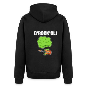 Brokkoli-Wortspiele Gemüsebauer - Unisex Premium Bio Zip Hoodie - Schwarz - Hinten - Nico (187cm)