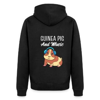 Meerschweinchen Musik Musikliebhaber - Unisex Premium Bio Zip Hoodie - Schwarz - Hinten - Nico (187cm)