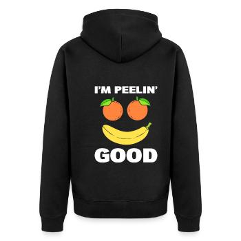 Bananen -Wortspiele Obstpflücker - Unisex Premium Bio Zip Hoodie - Schwarz - Hinten - Nico (187cm)