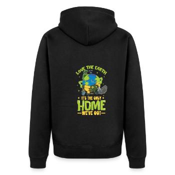 Klimawandel Umwelt Tag Der Erde Planet - Unisex Premium Bio Zip Hoodie - Schwarz - Hinten - Nico (187cm)