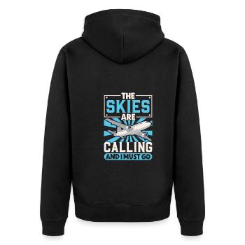 Pilot Aviation Airplane Airline Future Pilots - Unisex Premium Organic Zip Hoodie - black - Back - Nico (187cm)