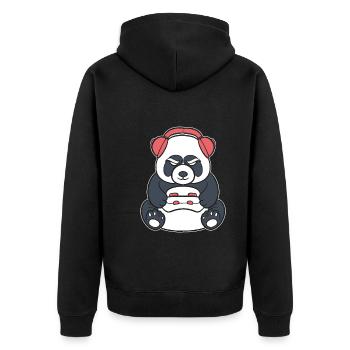 Gaming Panda Gamer - Unisex Premium Bio Zip Hoodie - Schwarz - Hinten - Nico (187cm)