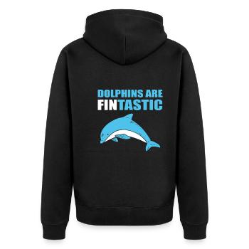 Delfine Liebhaber Delphin Trainer - Unisex Premium Bio Zip Hoodie - Schwarz - Hinten - Nico (187cm)