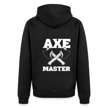 Axe Master Holzarbeiter - Unisex Premium Bio Zip Hoodie - Schwarz - Hinten - Nico (187cm)