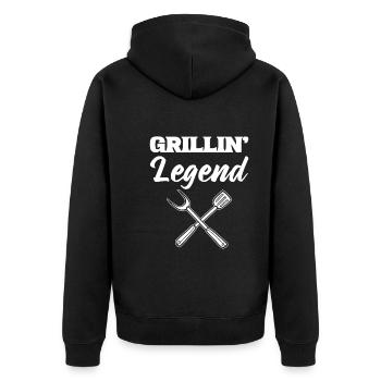 Barbeque Smoker Grillkoch - Unisex Premium Bio Zip Hoodie - Schwarz - Hinten - Nico (187cm)