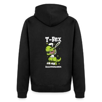 Easter T-rex Dinosaur Easter Funny T-rex - Unisex Premium Organic Zip Hoodie - black - Back - Nico (187cm)