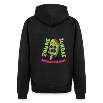 Eiscreme-liebhaber Lustiges Eis Ich Liebe - Unisex Premium Bio Zip Hoodie - Schwarz - Hinten - Nico (187cm)