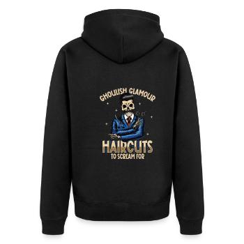 Horreur Spooky Coiffeur Coiffeur Cheveux - Veste à capuche bio Premium Unisexe - noir - Dos - Nico (187cm)