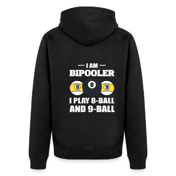 Lustiger Pool -Billard Billardspieler - Unisex Premium Bio Zip Hoodie - Schwarz - Hinten - Nico (187cm)