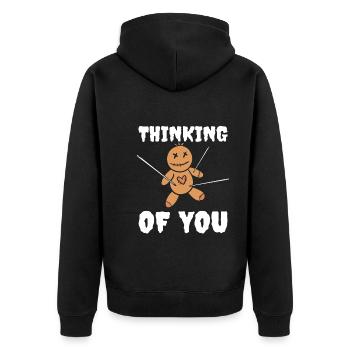 Thinking Of You Zauberer - Unisex Premium Bio Zip Hoodie - Schwarz - Hinten - Nico (187cm)