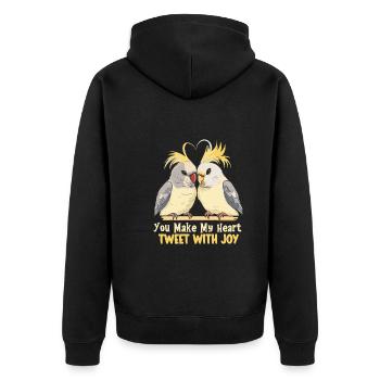 Valentinstag Turteltauben Vogelmotiv Romantisch - Unisex Premium Bio Zip Hoodie - Schwarz - Hinten - Nico (187cm)