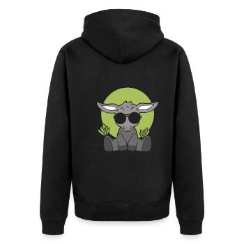 Netter kleiner Esel Stockman - Unisex Premium Bio Zip Hoodie - Schwarz - Hinten - Nico (187cm)