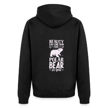Polar Bear Global Warming Artic Seal hunting Ursus - Unisex Premium Organic Zip Hoodie - black - Back - Nico (187cm)