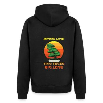 Bonsai Japan Silhouette Gardener Gardening Lover - Unisex Premium Bio Zip Hoodie - Schwarz - Hinten - Nico (187cm)