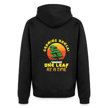 Bonsai Japan Silhouette Gardener Gardening Lover - Unisex Premium Bio Zip Hoodie - Schwarz - Hinten - Nico (187cm)