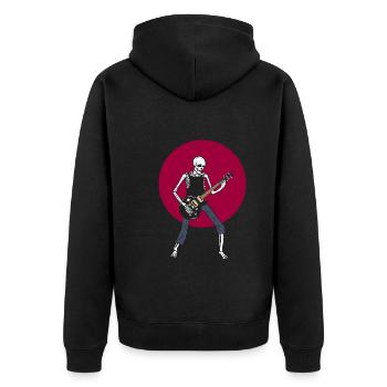 Skelettgitarrist Gitarrenspieler - Unisex Premium Bio Zip Hoodie - Schwarz - Hinten - Nico (187cm)