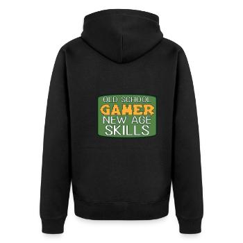 Lustige Retro-gaming-kultur - Unisex Premium Bio Zip Hoodie - Schwarz - Hinten - Nico (187cm)