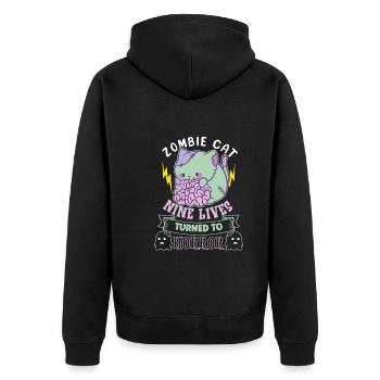 Zombie Cat Undead Kitty Horror Meow Creepy - Unisex Premium Organic Zip Hoodie - black - Back - Nico (187cm)