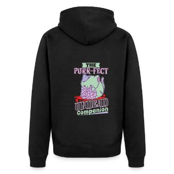 Zombie Cat Undead Kitty Horror Meow Creepy - Unisex Premium Organic Zip Hoodie - black - Back - Nico (187cm)