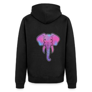 Bunter Elefant Elefantenhüter - Unisex Premium Bio Zip Hoodie - Schwarz - Hinten - Nico (187cm)