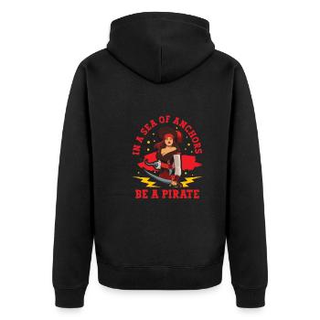 Pirate Pirate Ship Woman Pirate Captain - Unisex Premium Organic Zip Hoodie - black - Back - Nico (187cm)
