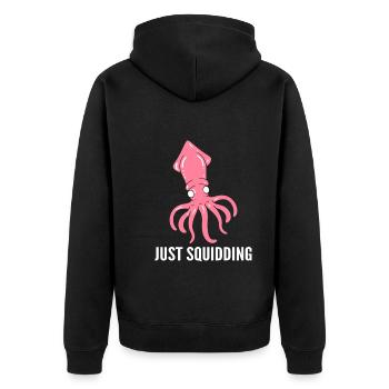Just Squidding Marine -Zoologe - Unisex Premium Bio Zip Hoodie - Schwarz - Hinten - Nico (187cm)