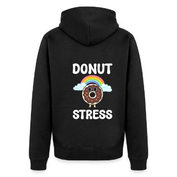 Donut Stress Donut -Liebhaber - Unisex Premium Bio Zip Hoodie - Schwarz - Hinten - Nico (187cm)