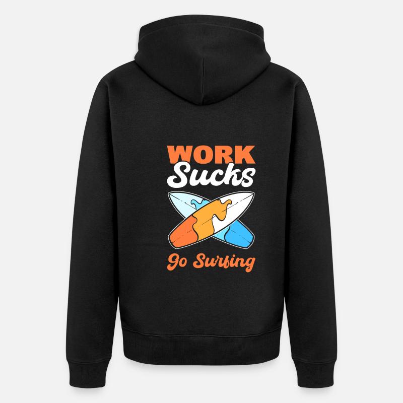 Surfbrett Surflehrer - Unisex Premium Bio Zip Hoodie - Schwarz