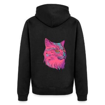 Farbenfrohe Katze Katzenfotograf - Unisex Premium Bio Zip Hoodie - Schwarz - Hinten - Nico (187cm)