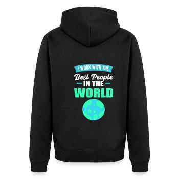 Wertschätzung der Mitarbeiter Büroangestellter - Unisex Premium Bio Zip Hoodie - Schwarz - Hinten - Nico (187cm)