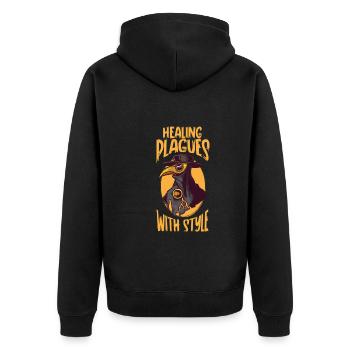 Gruseliger Halloween-horror-seuchendoktor - Unisex Premium Bio Zip Hoodie - Schwarz - Hinten - Nico (187cm)