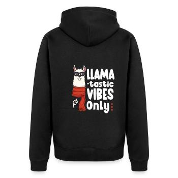Niedliches Lama Lama Kleidung Lama Accessoires - Unisex Premium Bio Zip Hoodie - Schwarz - Hinten - Nico (187cm)
