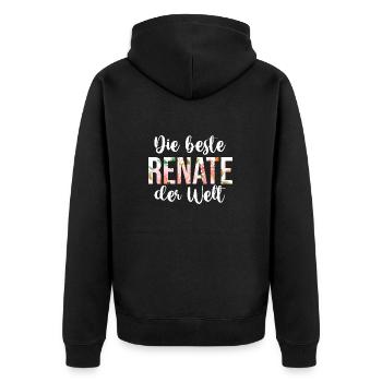 Renate - Unisex Premium Bio Zip Hoodie - Schwarz - Hinten - Nico (187cm)