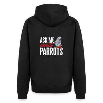 Graupapagei African Grey Parrot Papagei - Unisex Premium Bio Zip Hoodie - Schwarz - Hinten - Nico (187cm)