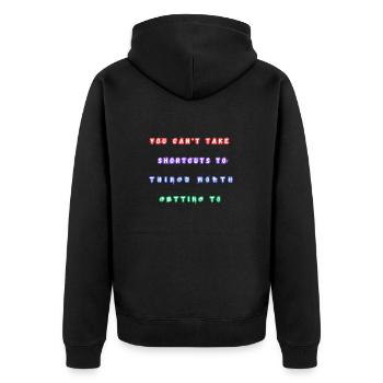 Mtivational Zitate - Unisex Premium Bio Zip Hoodie - Schwarz - Hinten - Nico (187cm)