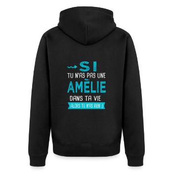 Amélie Si tu n as pas une amélie - Veste à capuche bio Premium Unisexe - noir - Dos - Nico (187cm)