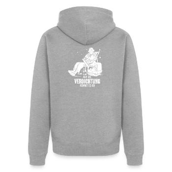 Straßenbau Straßenbauer Asphaltbauer Geschenk - Unisex Premium Bio Zip Hoodie - Grau meliert - Hinten - Nico (187cm)