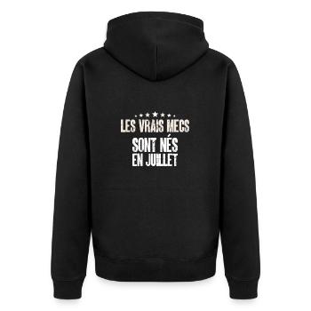 Les vrais mecs sont nés en juillet - Veste à capuche bio Premium Unisexe - noir - Dos - Nico (187cm)