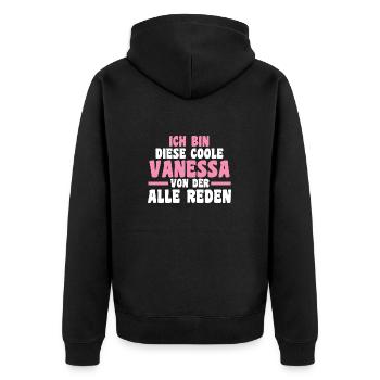 Vanessa - Unisex Premium Bio Zip Hoodie - Schwarz - Hinten - Nico (187cm)