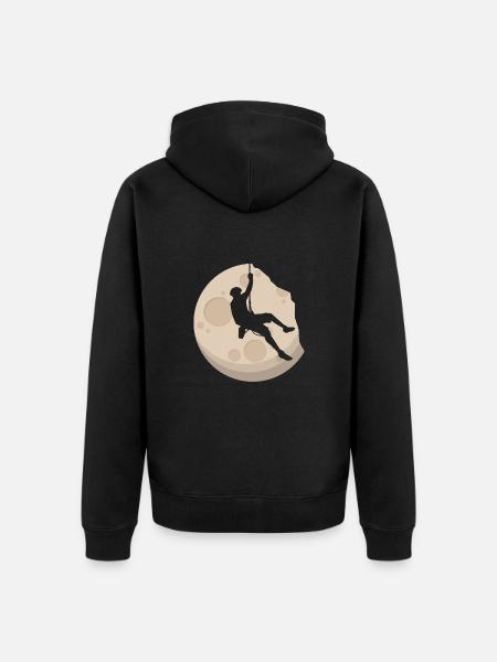 Freeclimbing im Mondlicht - Unisex Premium Bio Zip Hoodie - Schwarz