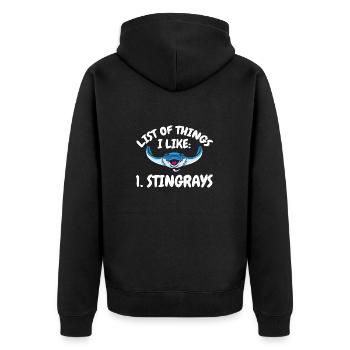Stachelrochen Mantarochen Ozean Rochen - Unisex Premium Bio Zip Hoodie - Schwarz - Hinten - Nico (187cm)