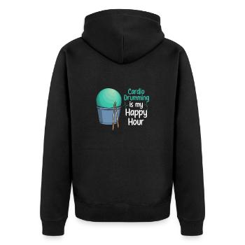 Cardio Drumming Fitnessstudio Fitnesskurs Workout - Unisex Premium Bio Zip Hoodie - Schwarz - Hinten - Nico (187cm)