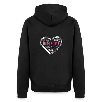 Domestic help, cleaner, housekeeper - Unisex Premium Organic Zip Hoodie - black - Back - Nico (187cm)
