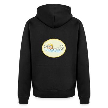 Schwimmbad Kind - Unisex Premium Bio Zip Hoodie - Schwarz - Hinten - Nico (187cm)