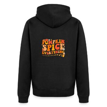 Pumpkin spice everything groovy fall - Unisex Premium Organic Zip Hoodie - black - Back - Nico (187cm)